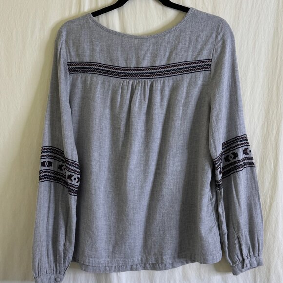Roxy Embroidered Top/Blouse Women's Size 8 Gray Boho Peasant Beach - Picture 5 of 8